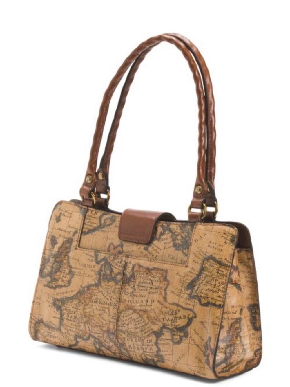 Patricia Nash Brown Map-Print Shoulder Bag
